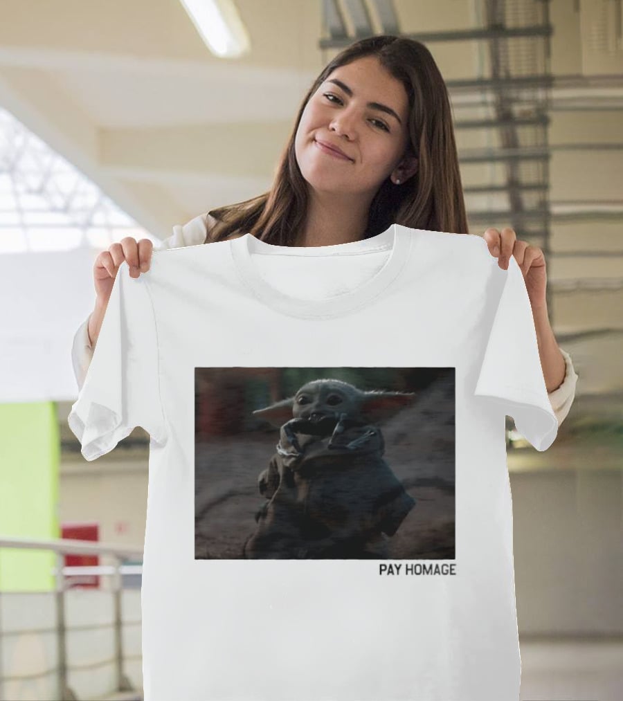Pay Homage Grogu The Mandalorian Star Wars Iconic Baby Yoda T-Shirt