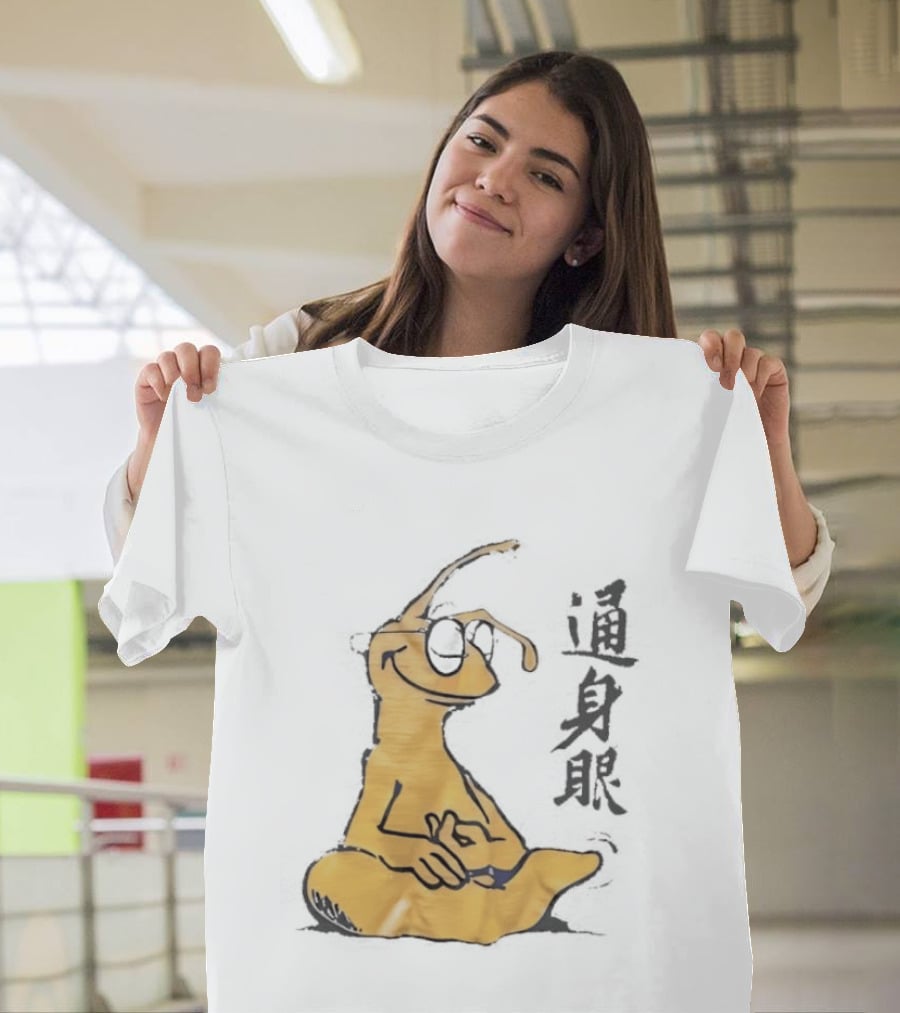 Yoga Meditation Yellow Ant With Chinese Calligraphy T-Shirt