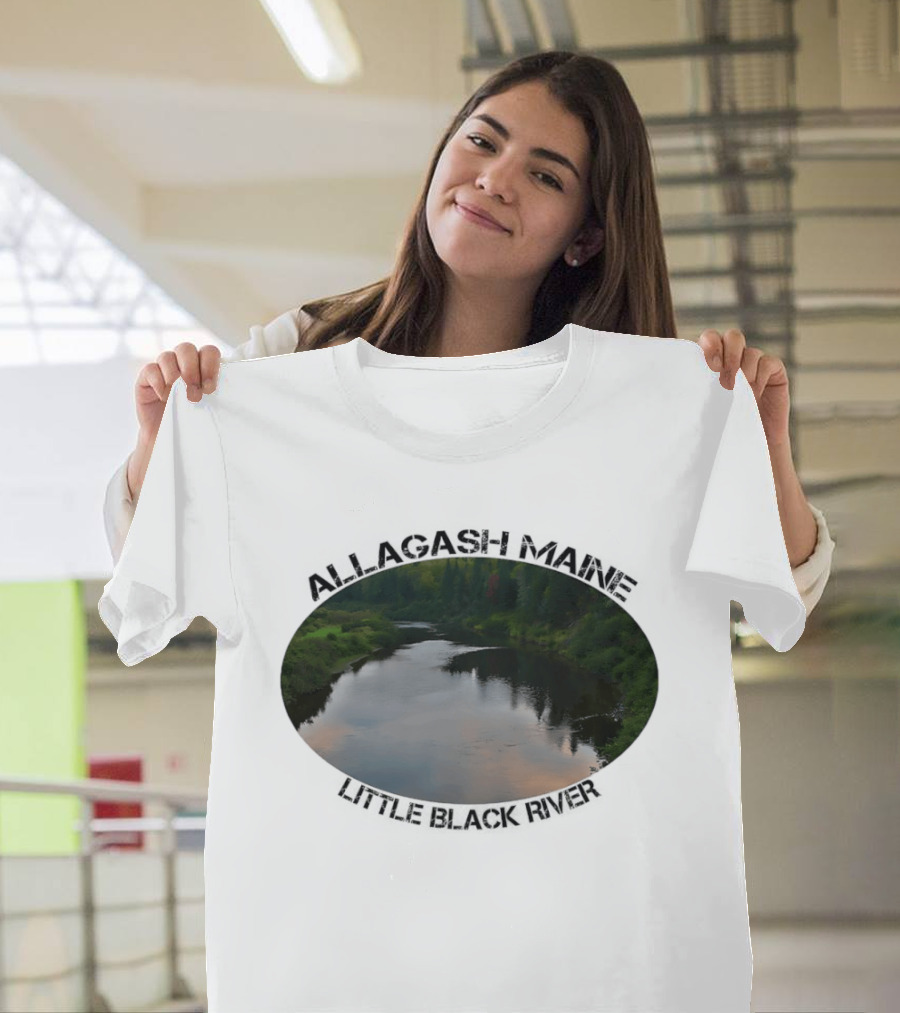 Allagash Maine Little Black River Scenic Photography Oval Frame Landscape T-Shirt