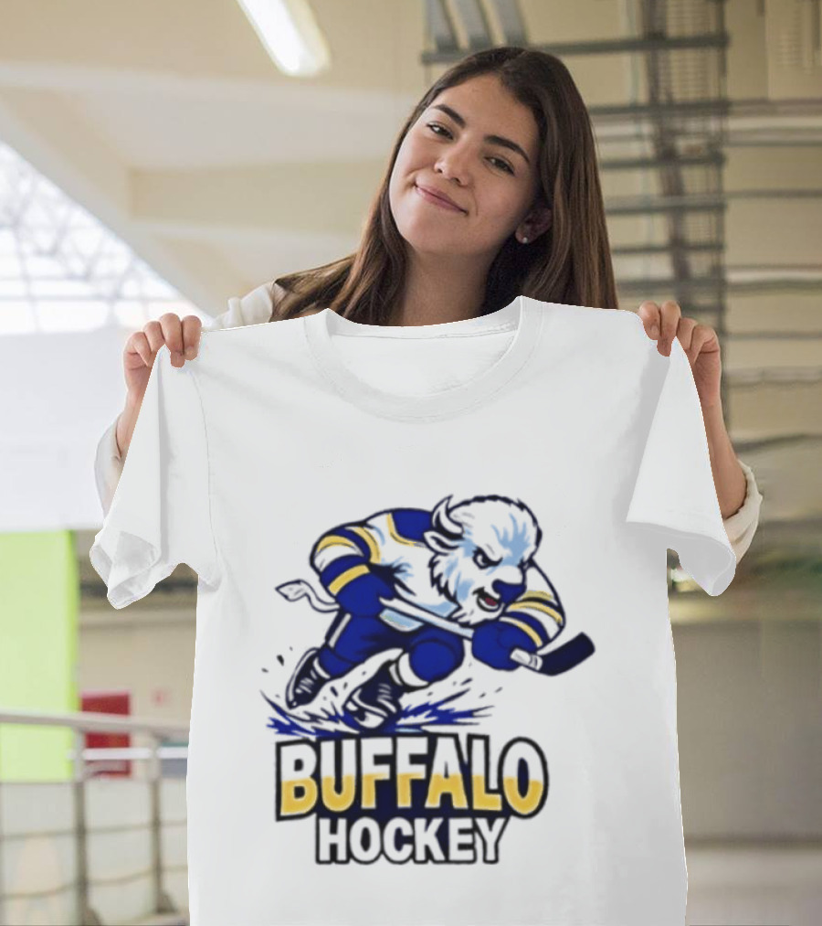 Buffalo Hockey Charging Bison Dynamic Action Sports Team Gear T-Shirt