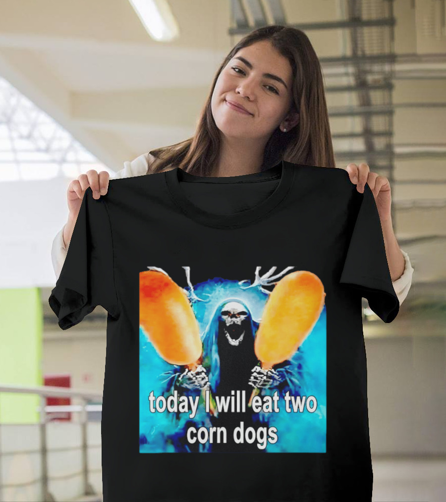 Grim Reaper Eating Two Corn Dogs Paranormal Humor Today I Will Eat T-Shirt