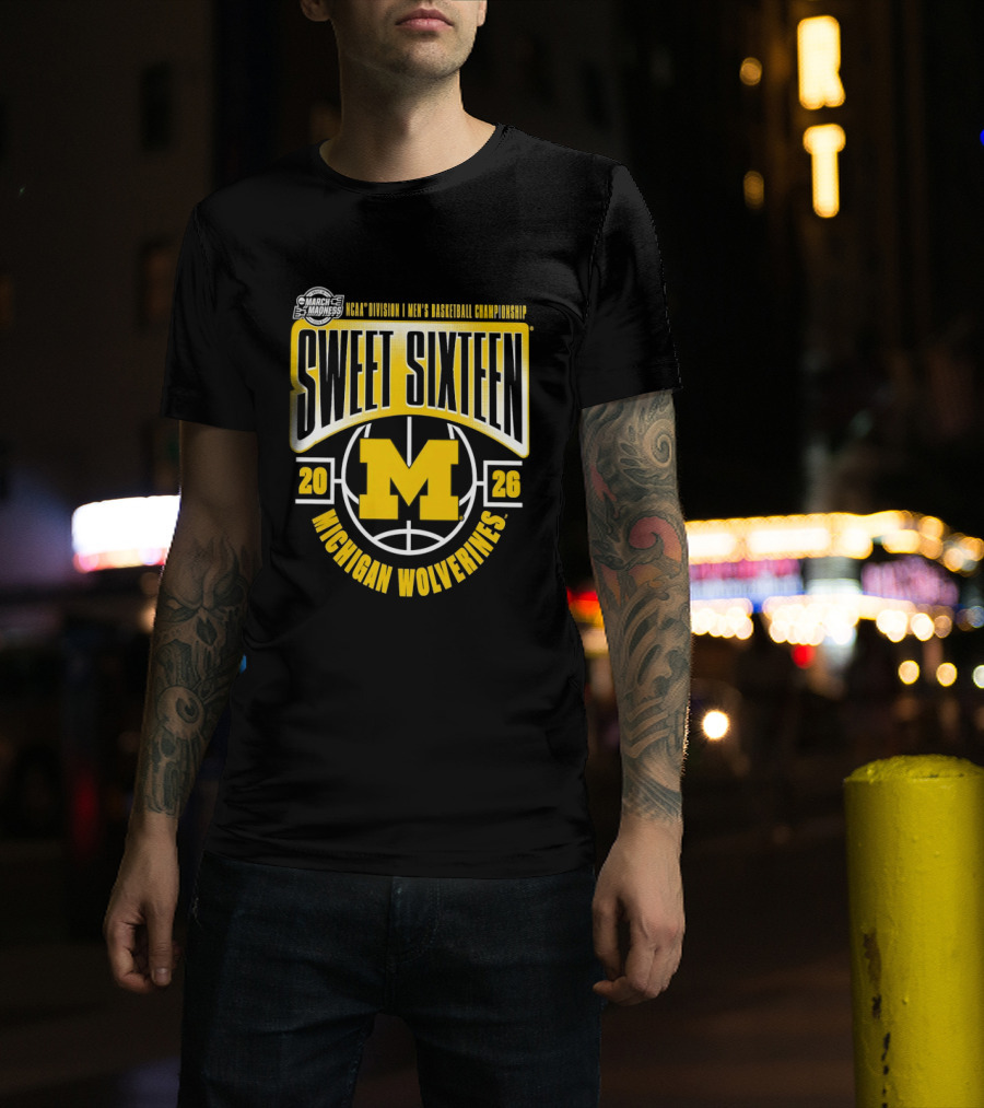 NCAA Men's Basketball Championship Sweet Sixteen 2026 Michigan Wolverines T-Shirt