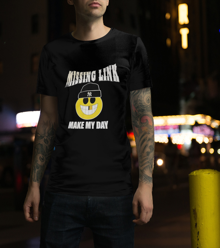 New York Yankees Missing Link Make My Day Smiley Face T-Shirt