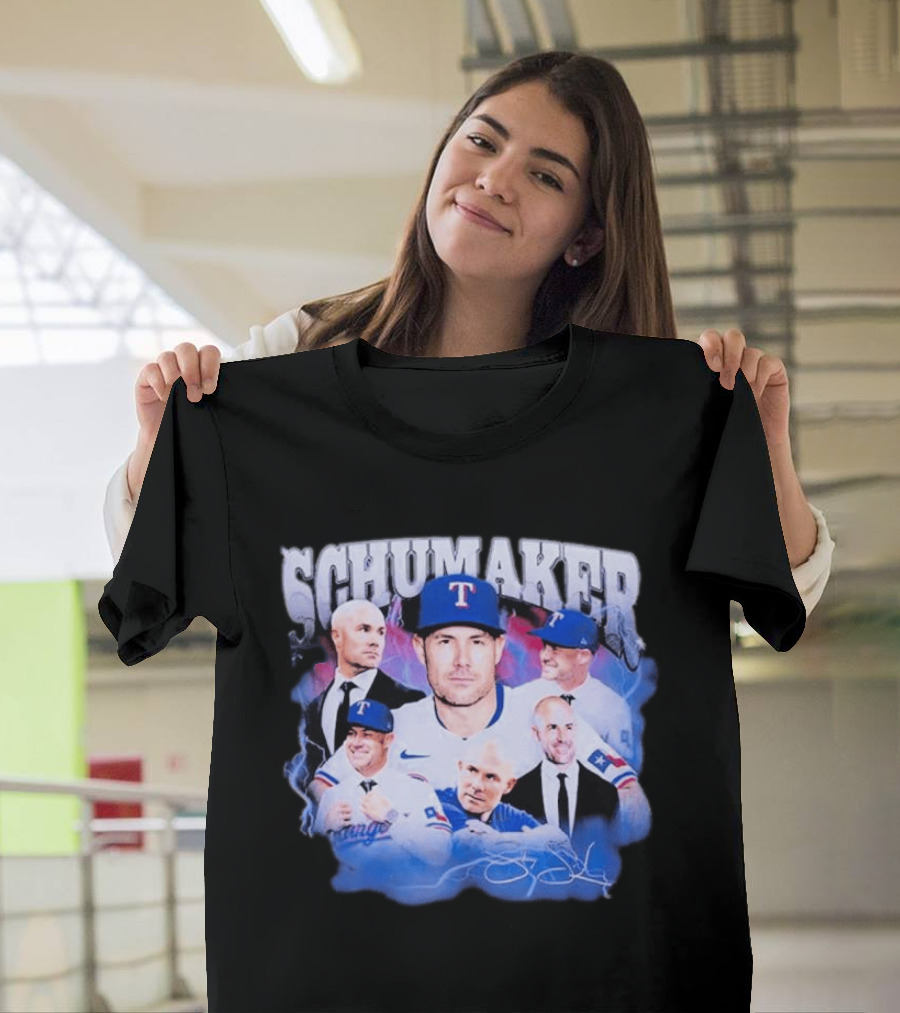 Rangers Schumaker Montage Baseball T-Shirt