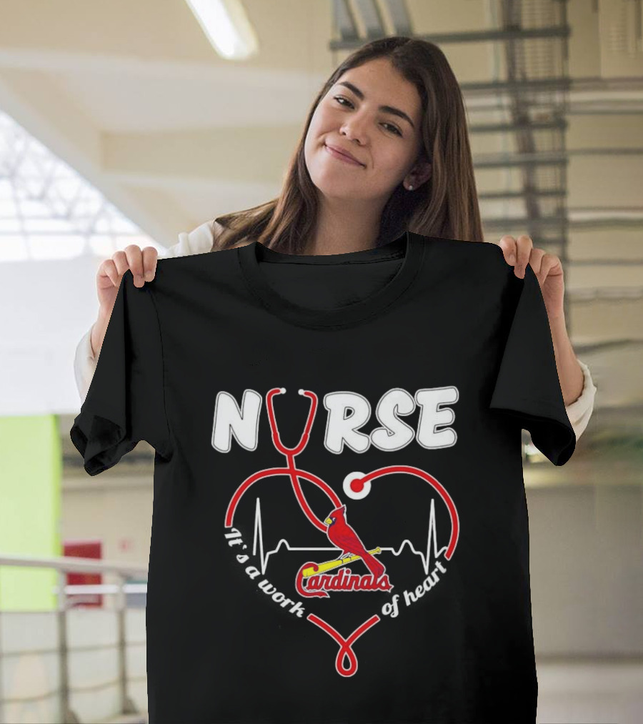 St. Louis Cardinals Nurse Heart Stethoscope Baseball Fan T-Shirt