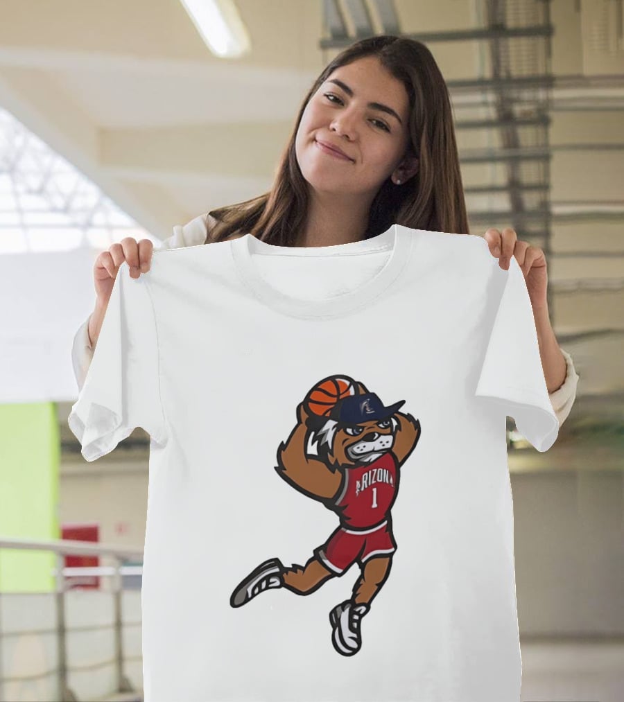Arizona Wildcats Basketball Mascot Slam Dunk Action T-Shirt