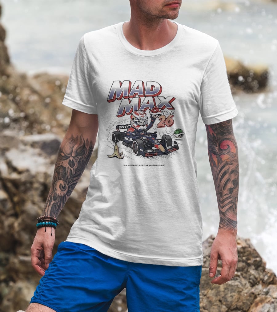 Mad Max 26 Mario Kart Racing With Bananas And Mushrooms T-Shirt