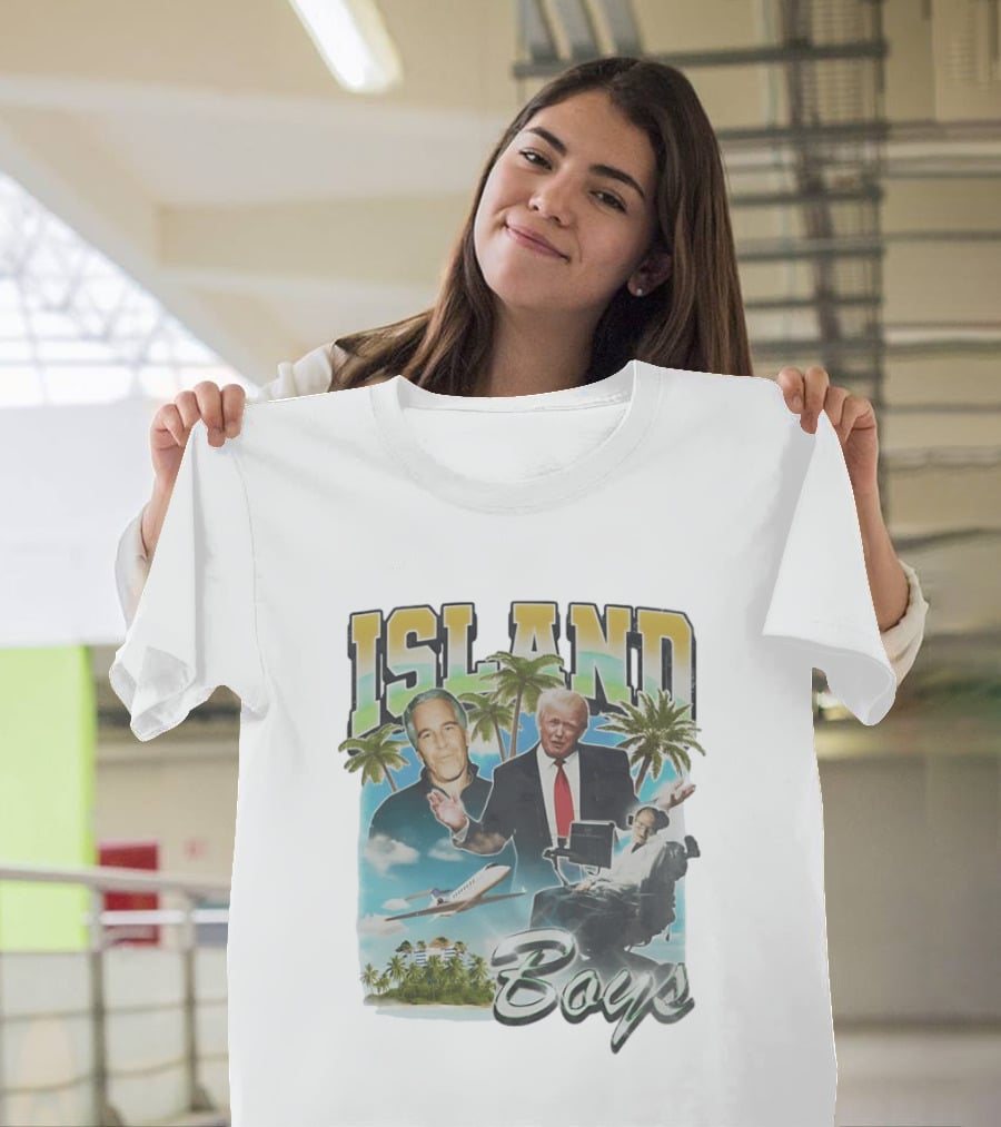 Donald Trump Jeffrey Epstein Island Boys Palm Trees Airplane T-Shirt