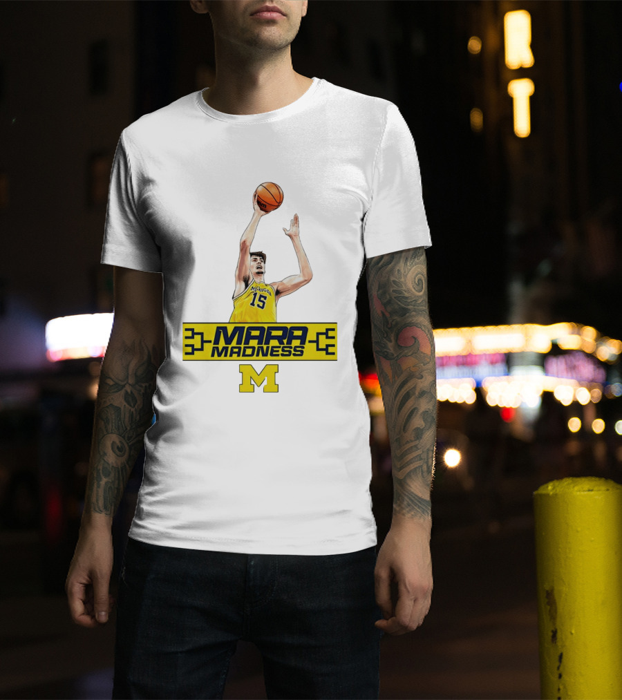 Mara Madness University Of Michigan Basketball Aday Mara Number 15 T-Shirt