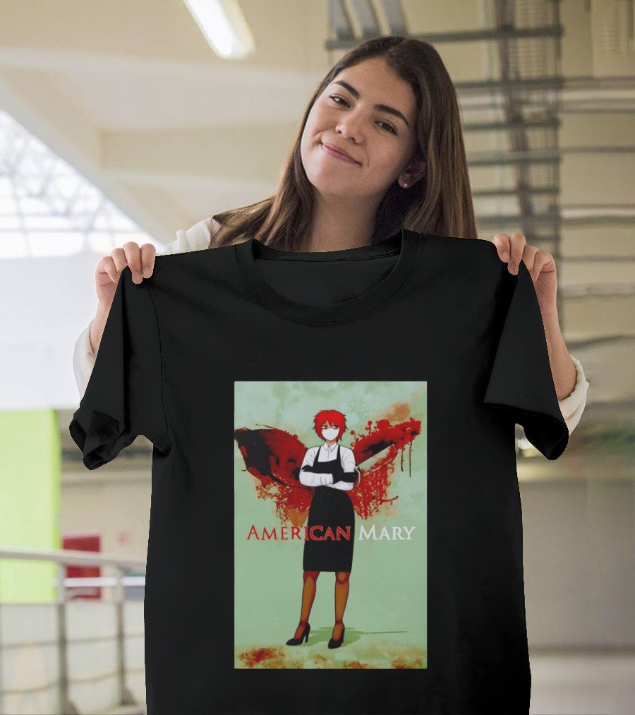 American Mary Mason Bloody Horror Art With Mask And Knife T-Shirt