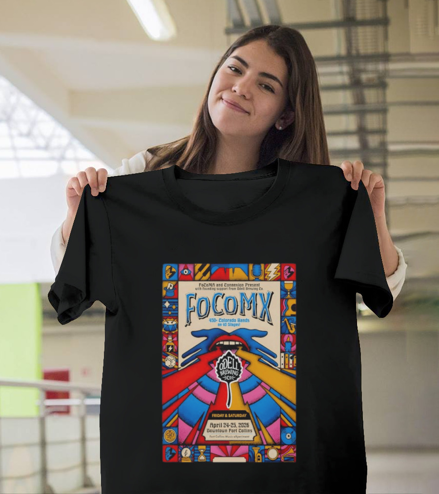 FoCoMX 450 Colorado Bands April 24 25 2026 Downtown Fort Collins Odell Brewing Co T-Shirt