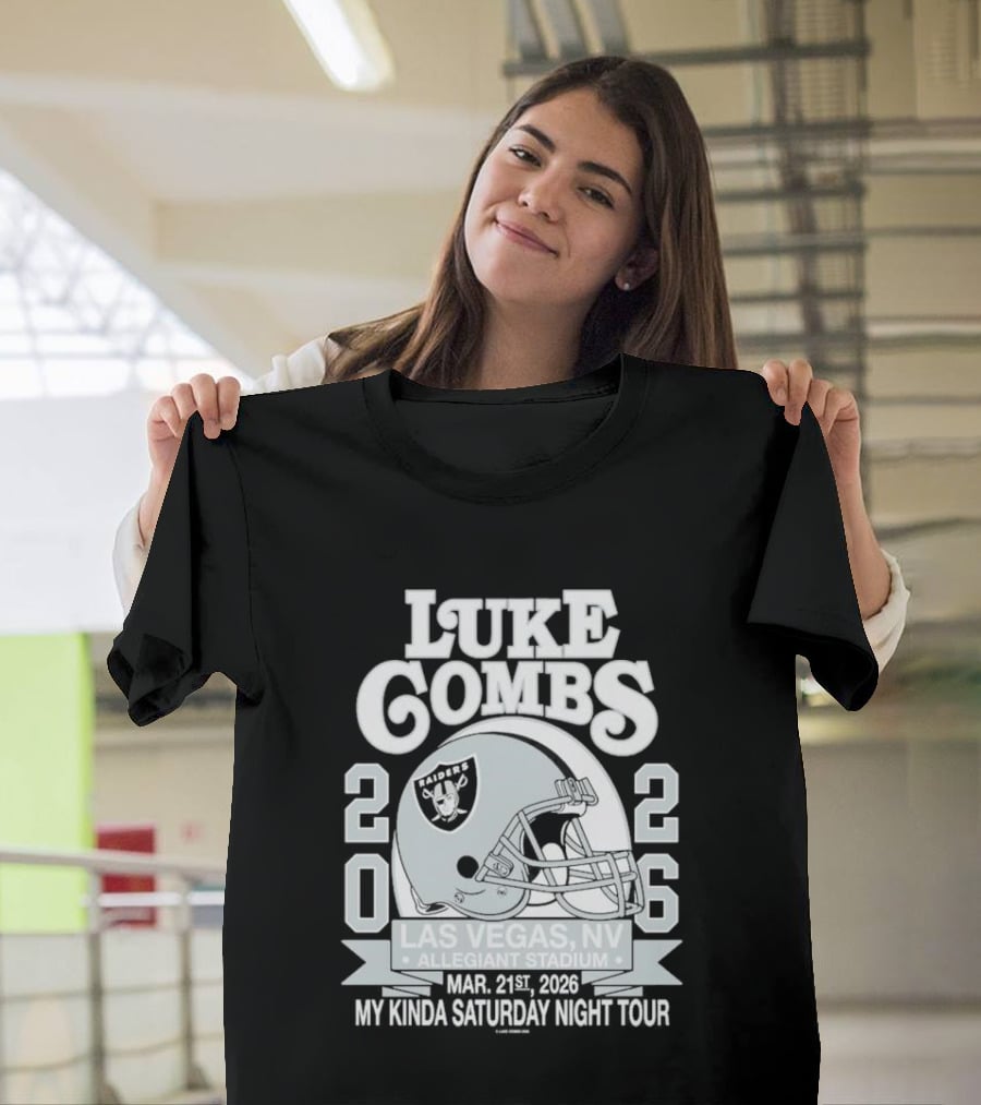 Luke Combs 2026 Las Vegas NV Allegiant Stadium Mar 21 My Kinda Saturday Night Tour NFL Helmet T-Shirt