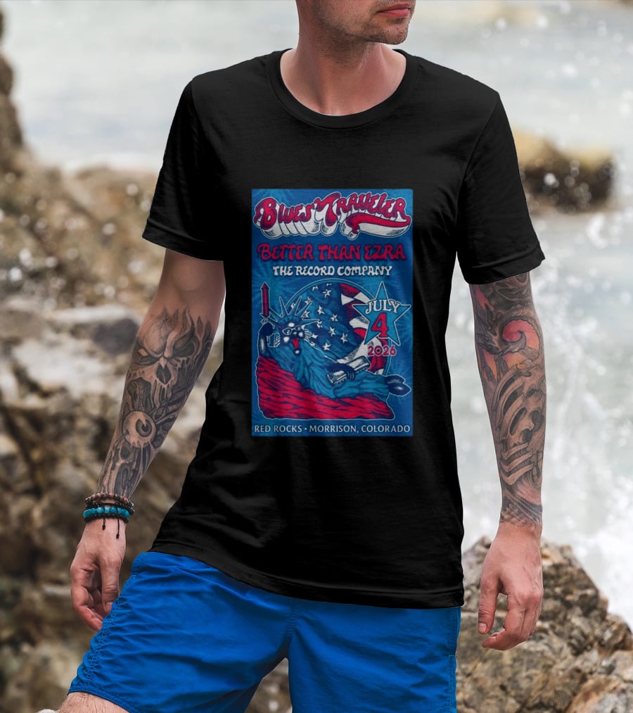 Blues Traveler Better Than Ezra The Record Company July 4 2026 Red Rocks Morrison Colorado T-Shirt