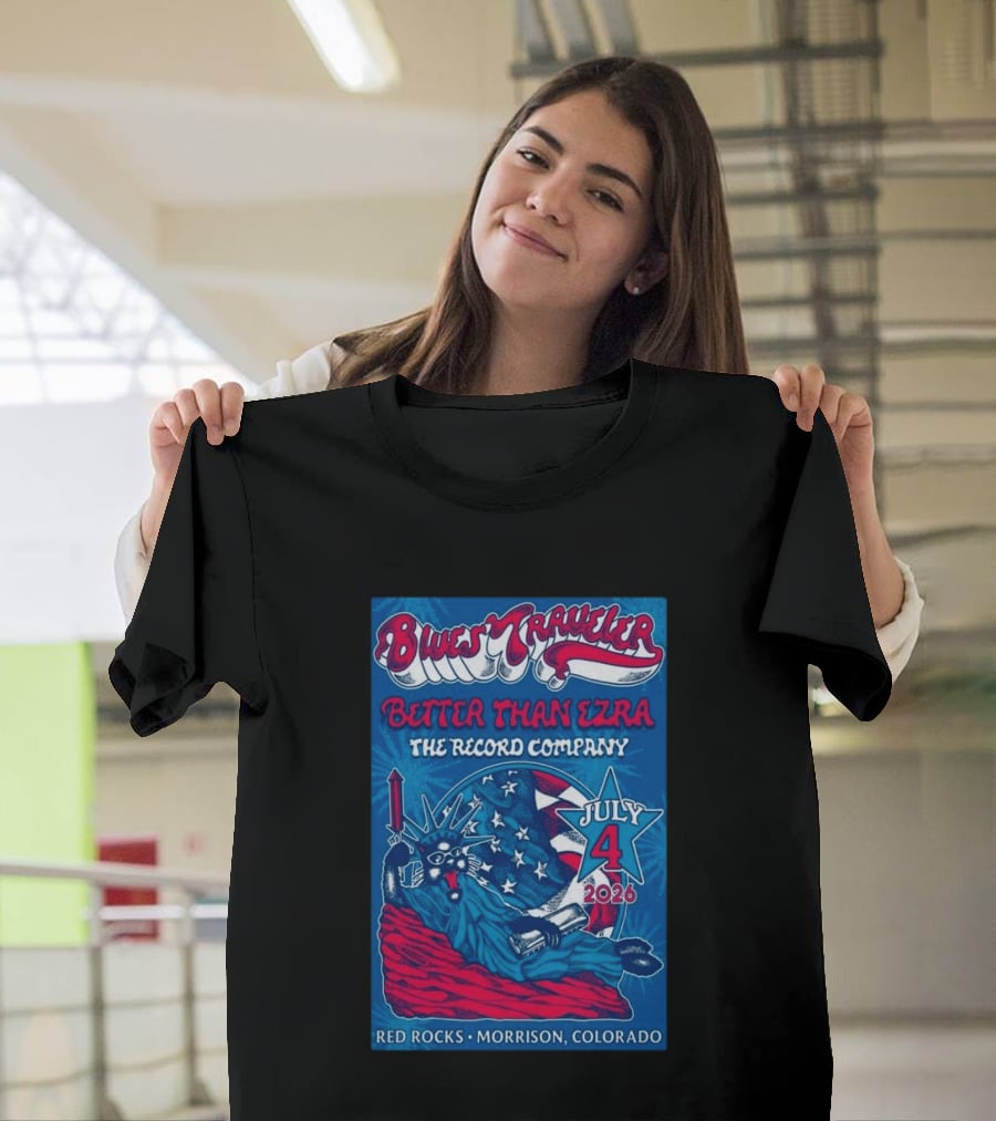 Blues Traveler Better Than Ezra The Record Company July 4 2026 Red Rocks Morrison Colorado T-Shirt