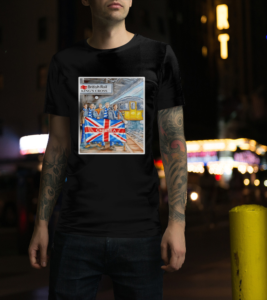 British Rail King's Cross Chelsea Flag Football Fans T-Shirt