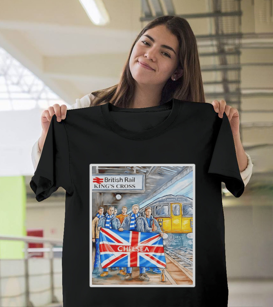 British Rail King's Cross Chelsea Flag Football Fans T-Shirt