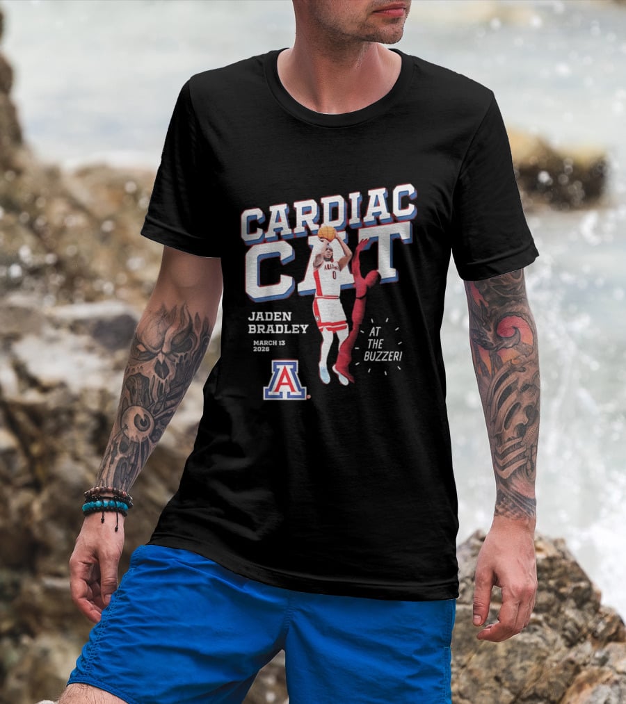 Jaden Bradley Cardiac Cat Arizona Wildcats At The Buzzer T-Shirt