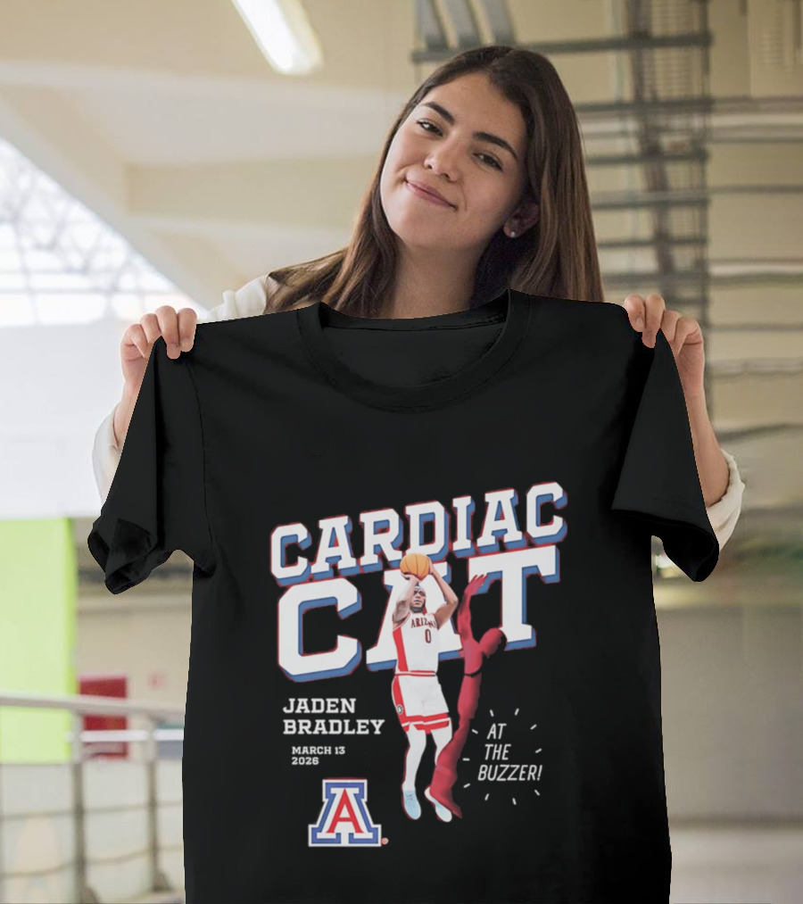 Jaden Bradley Cardiac Cat Arizona Wildcats At the Buzzer T-Shirt