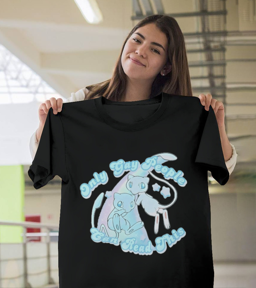 Pokemon Mew Only Gay People Can Read This Stars Retro Rainbow T-Shirt