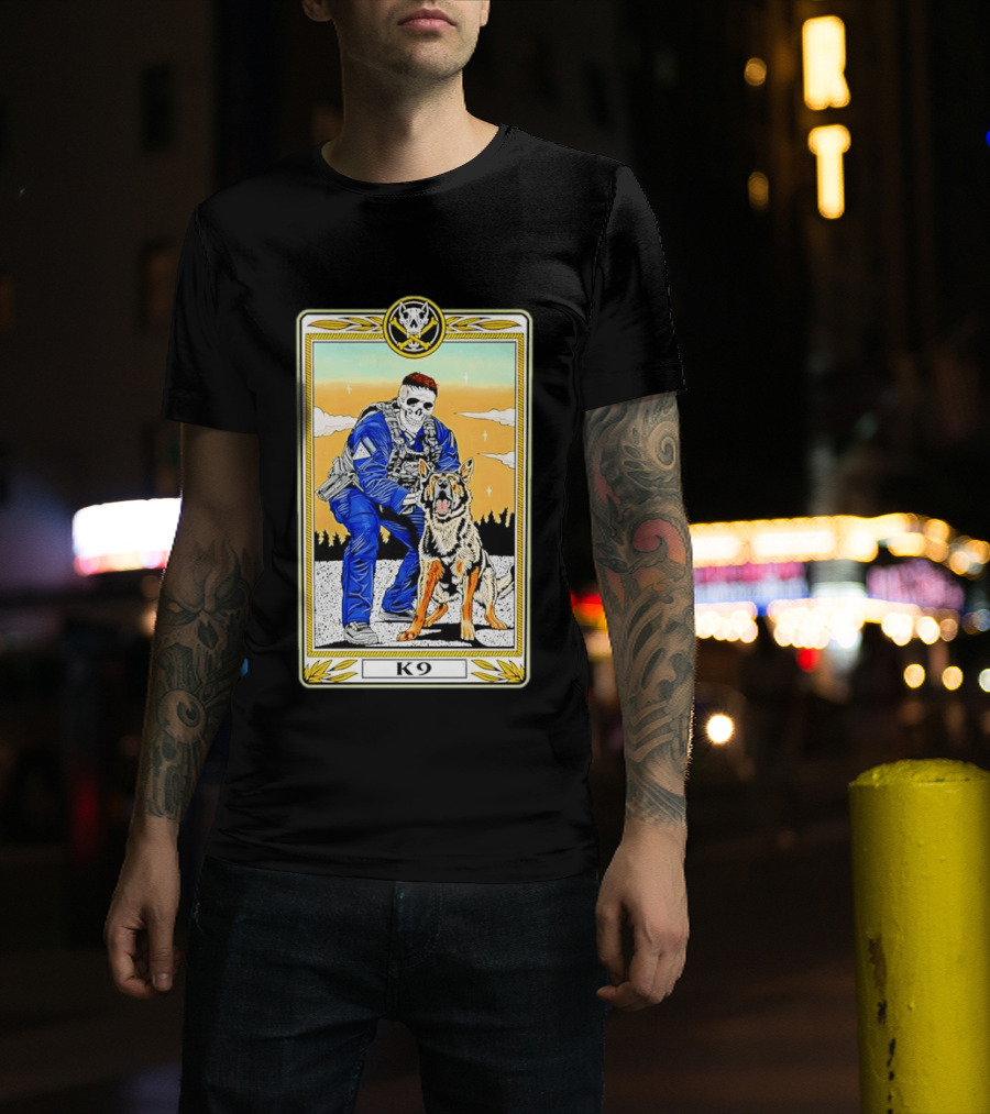 K9 Skull Masked Officer And German Shepherd Duo T-Shirt