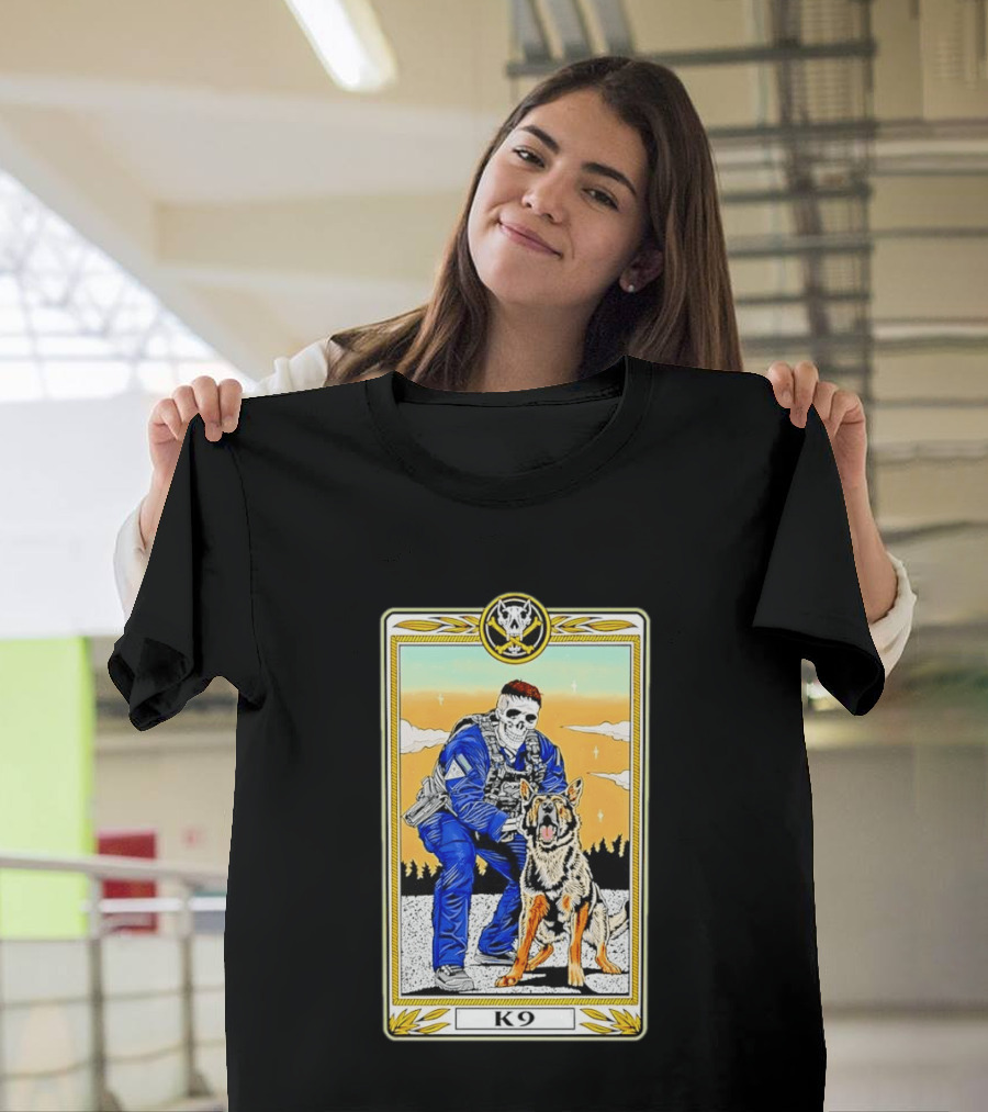 K9 Skull Masked Officer And German Shepherd Duo T-Shirt