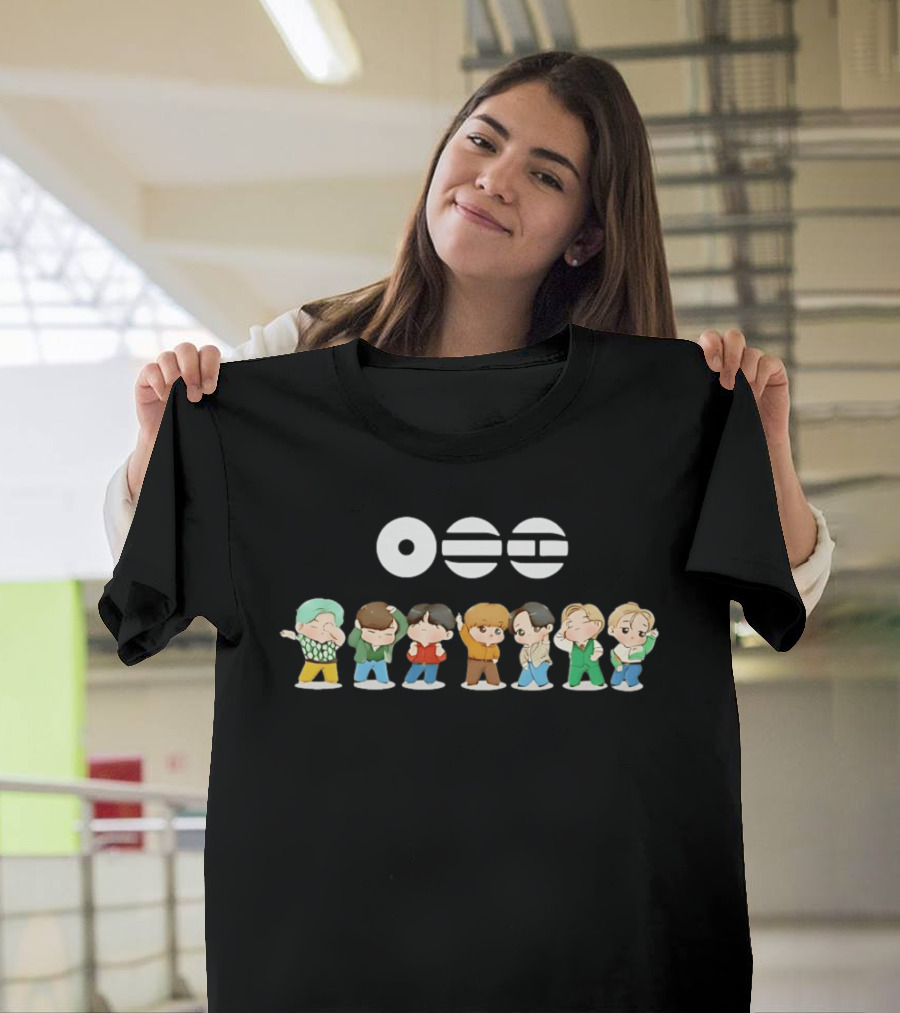 BTS Chibi Characters With Cute Expressions And BTS T-Shirt
