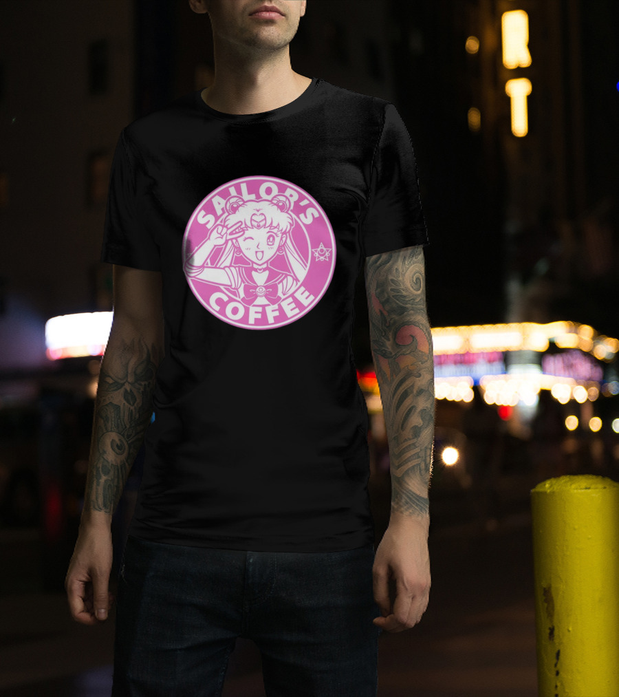 Sailor's Coffee Pink Winking Moon T-Shirt