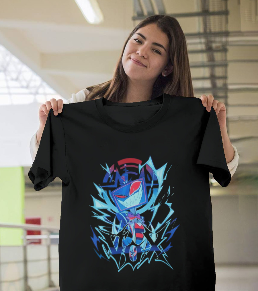 Vox Hazbin Hotel Overlord Character With Glitching Television Head And Electricity T-Shirt