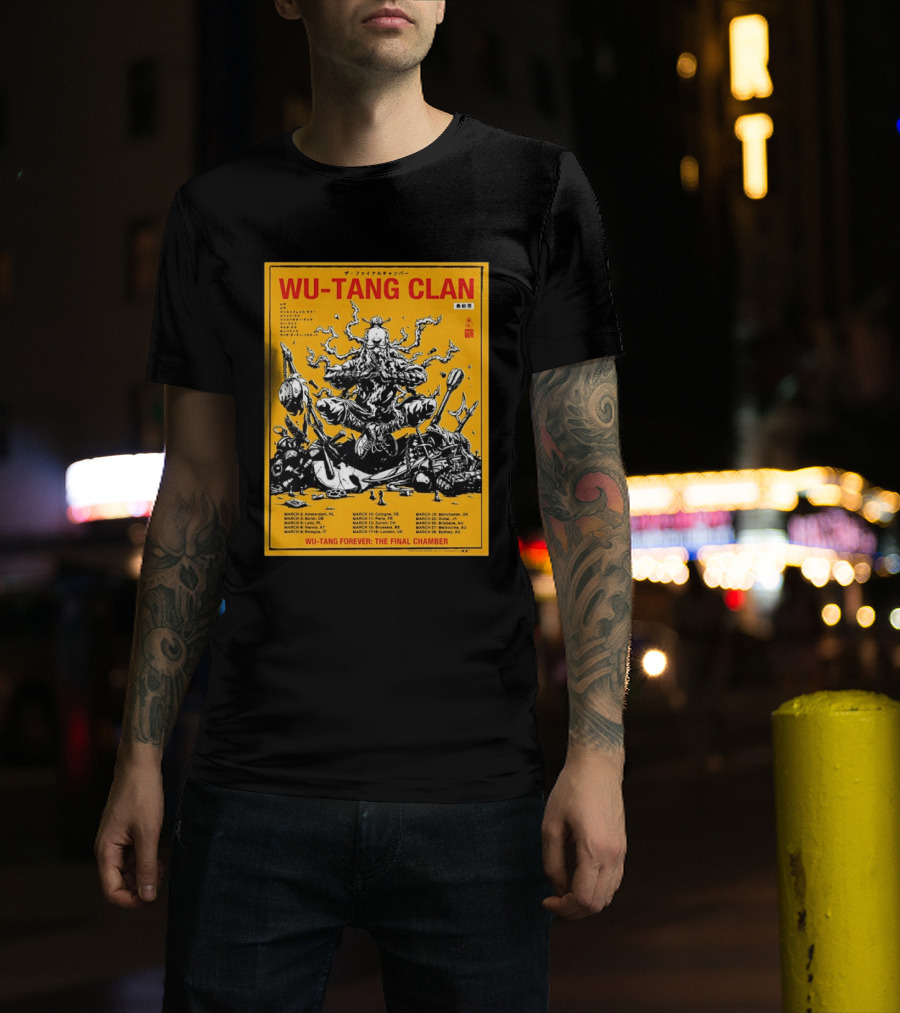 Wu Tang Clan 2026 Europe Tour Wu Tang Forever The Final Chamber Yellow T-Shirt