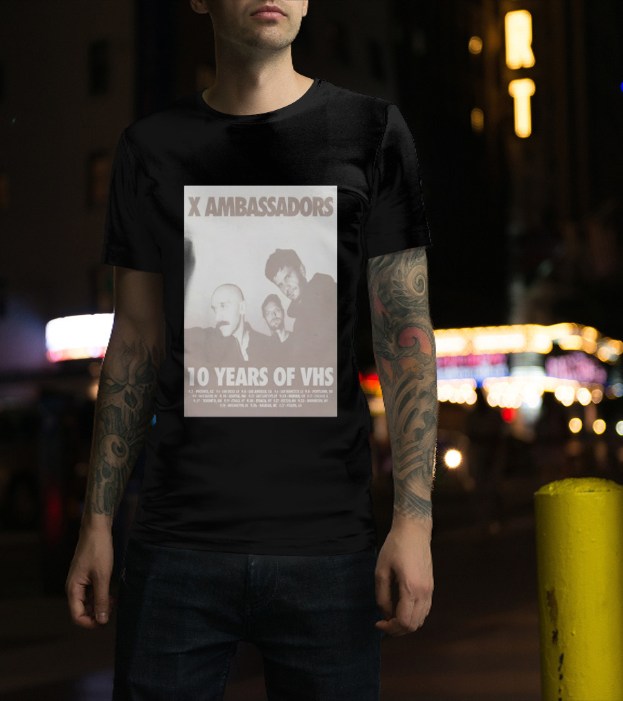 X Ambassadors 10 Years Of VHS Tour 2025 US Cities T-Shirt