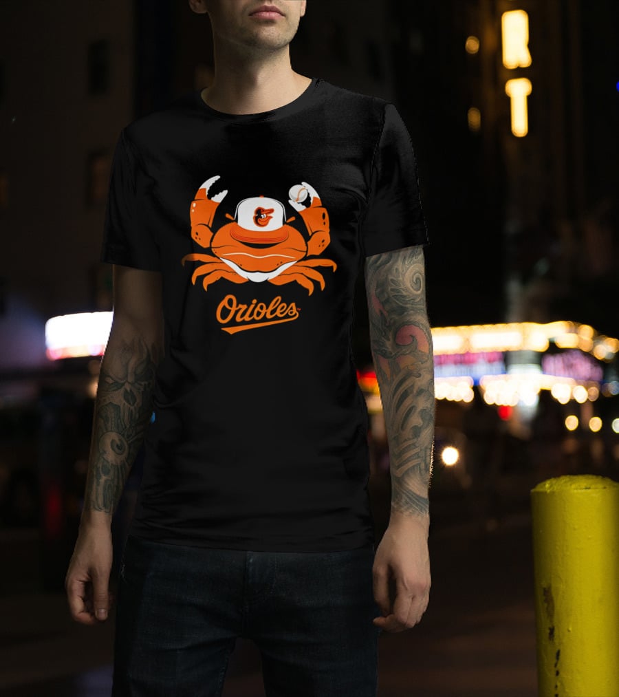 Baltimore Orioles Crab Mascot With Baseball Cap T-Shirt