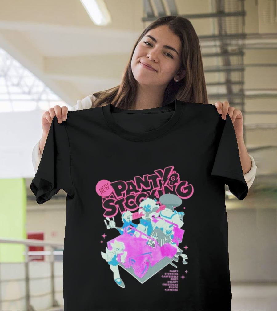 New Panty & Stocking With Garterbelt Anime Characters Colorful Car Scene T-Shirt