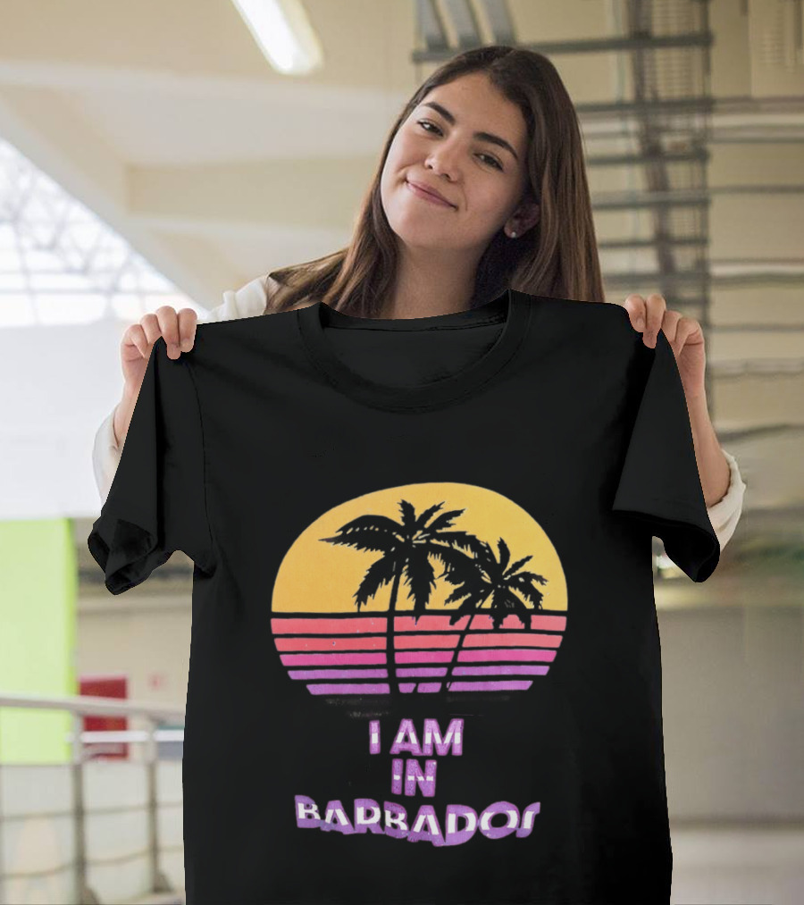 I Am In Barbados Tropical Sunset And Palm Trees T-Shirt