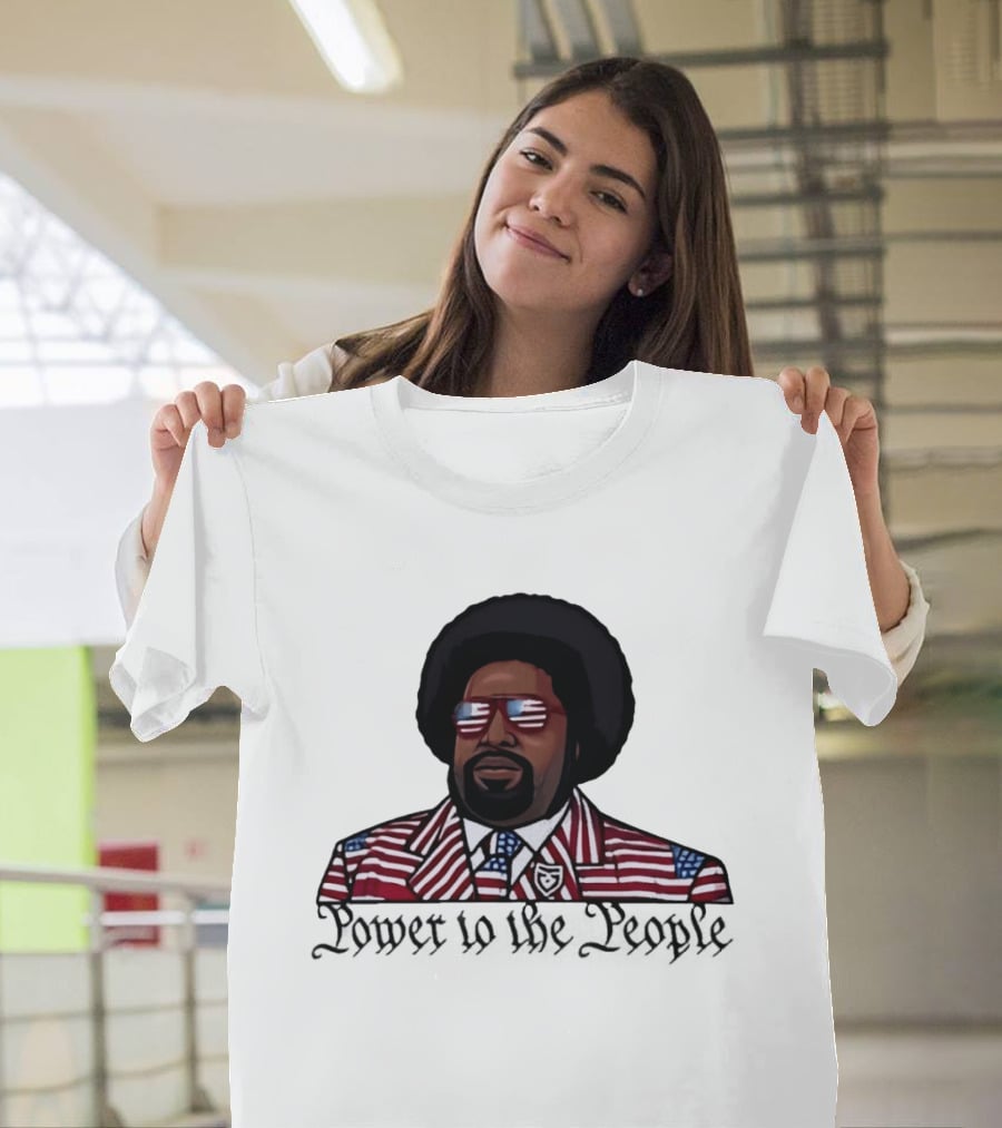 Afro Man American Flag Suit Power To The People T-Shirt