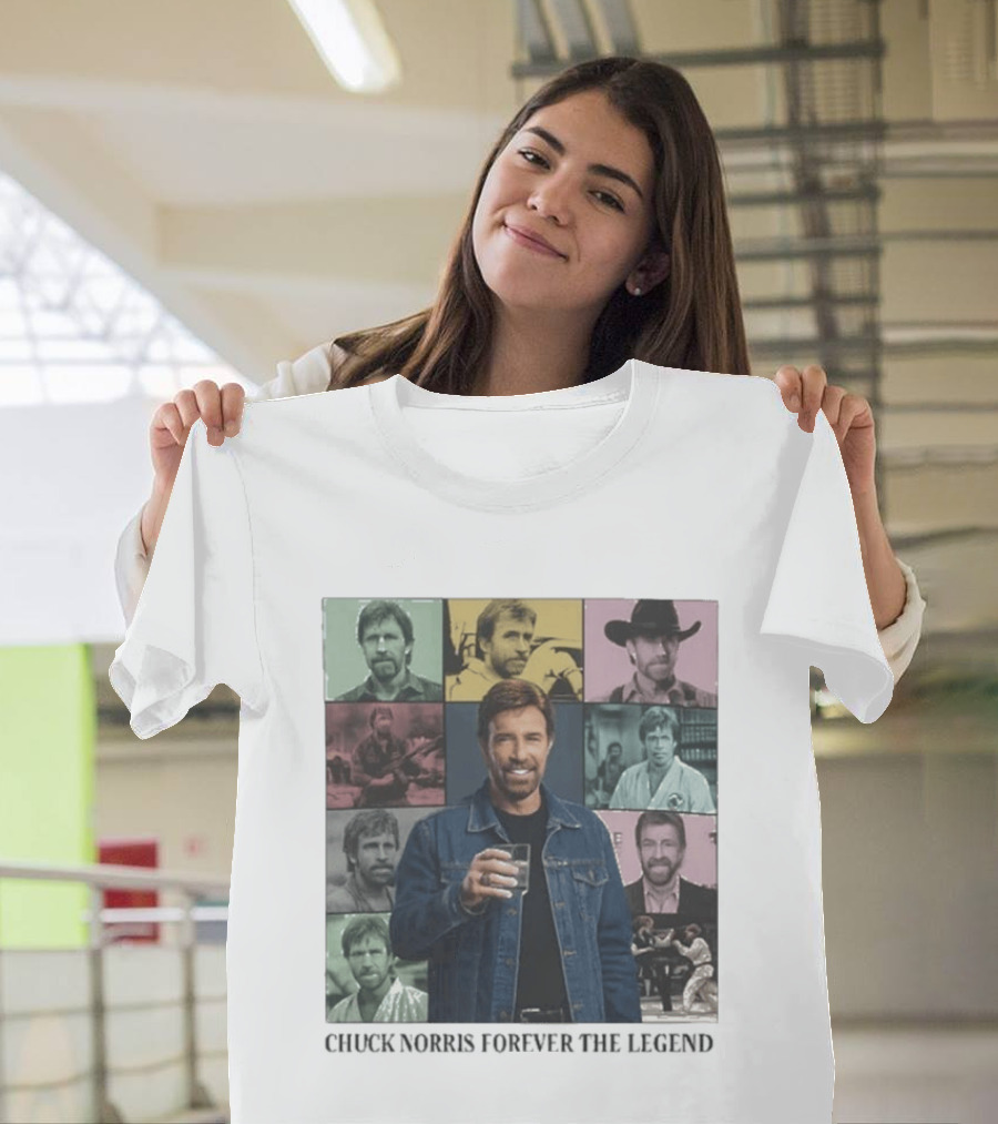 Chuck Norris Forever The Legend Iconic Moments Collage T-Shirt
