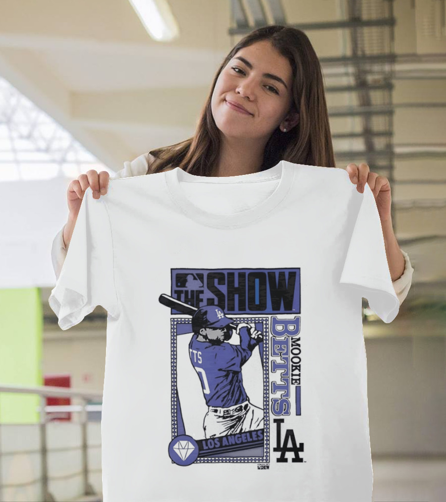 MLB The Show Mookie Betts 50 Los Angeles Dodgers Caricature T-Shirt