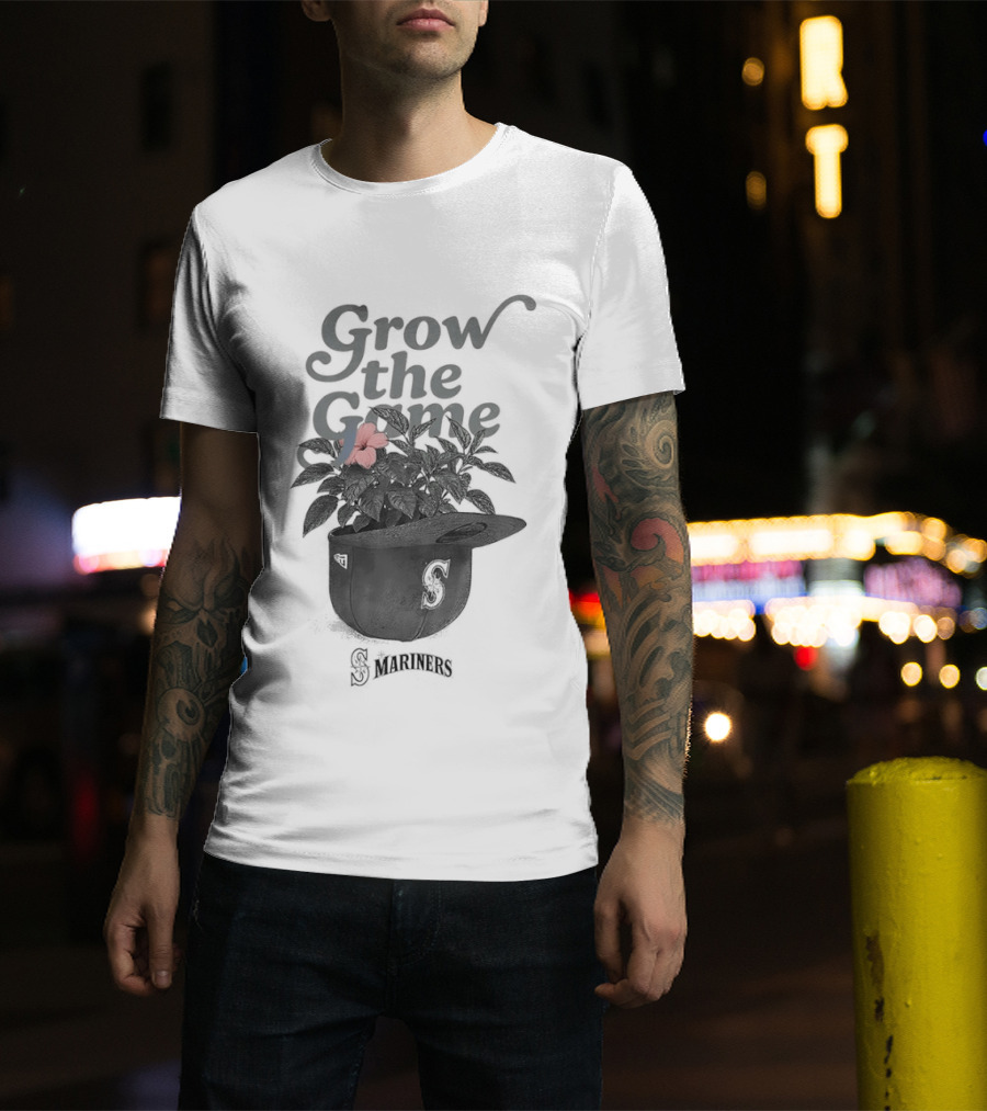 Seattle Mariners Grow The Game Hat With Flower Planting Visual T-Shirt
