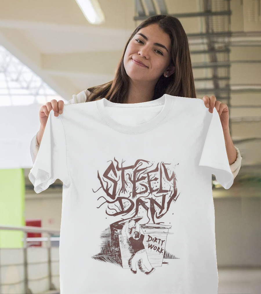 Steely Dan Dirty Work Album Artistic Block Lettering T-Shirt