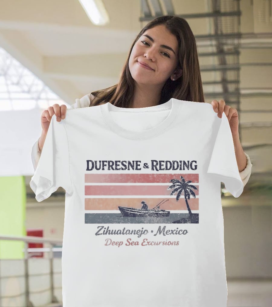 Dufresne And Redding Zihuatanejo Mexico Deep Sea Fishing Adventure Retro Palm Sunset T-Shirt