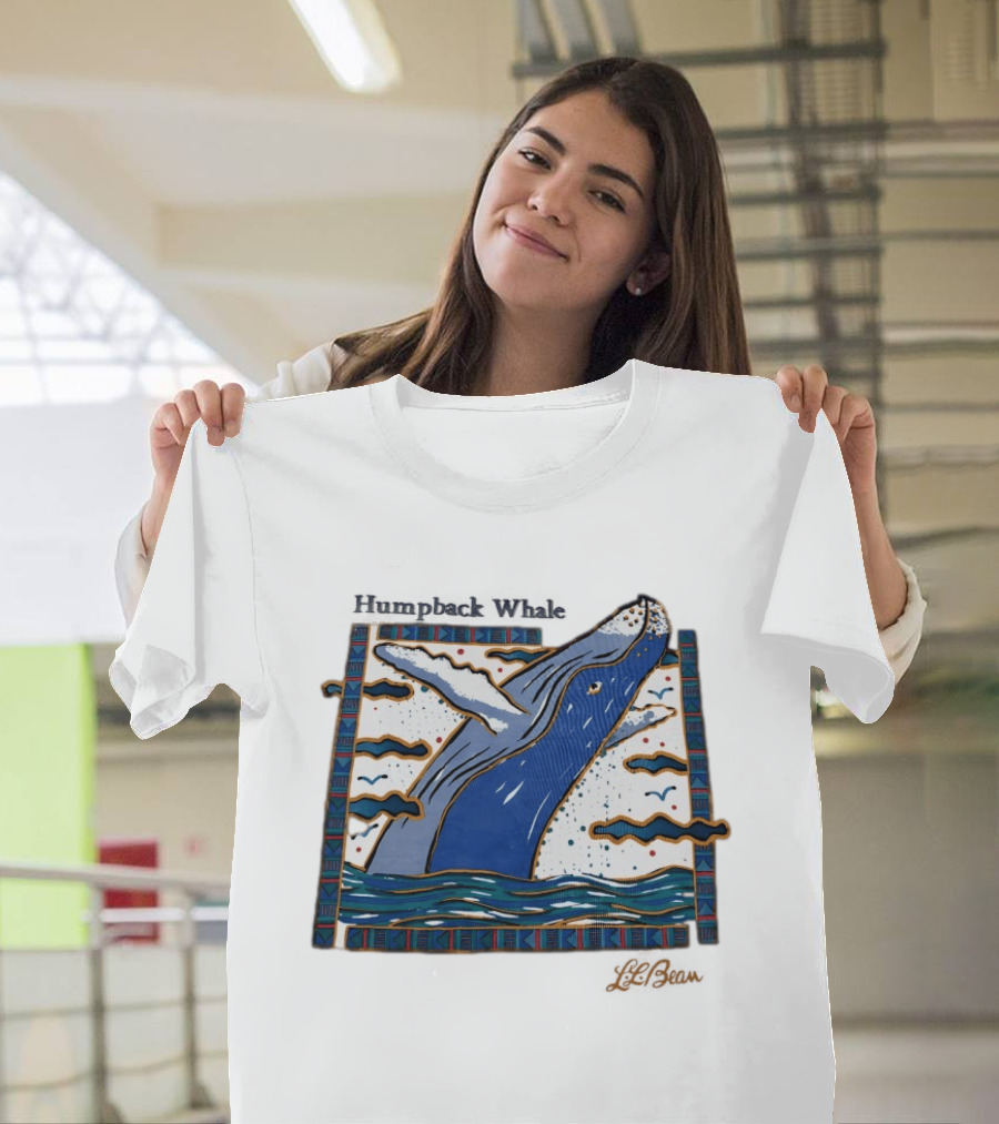 Humpback Whale Maritime Art 1990s Vibe Splashing Waves And Clouds Scene T-Shirt