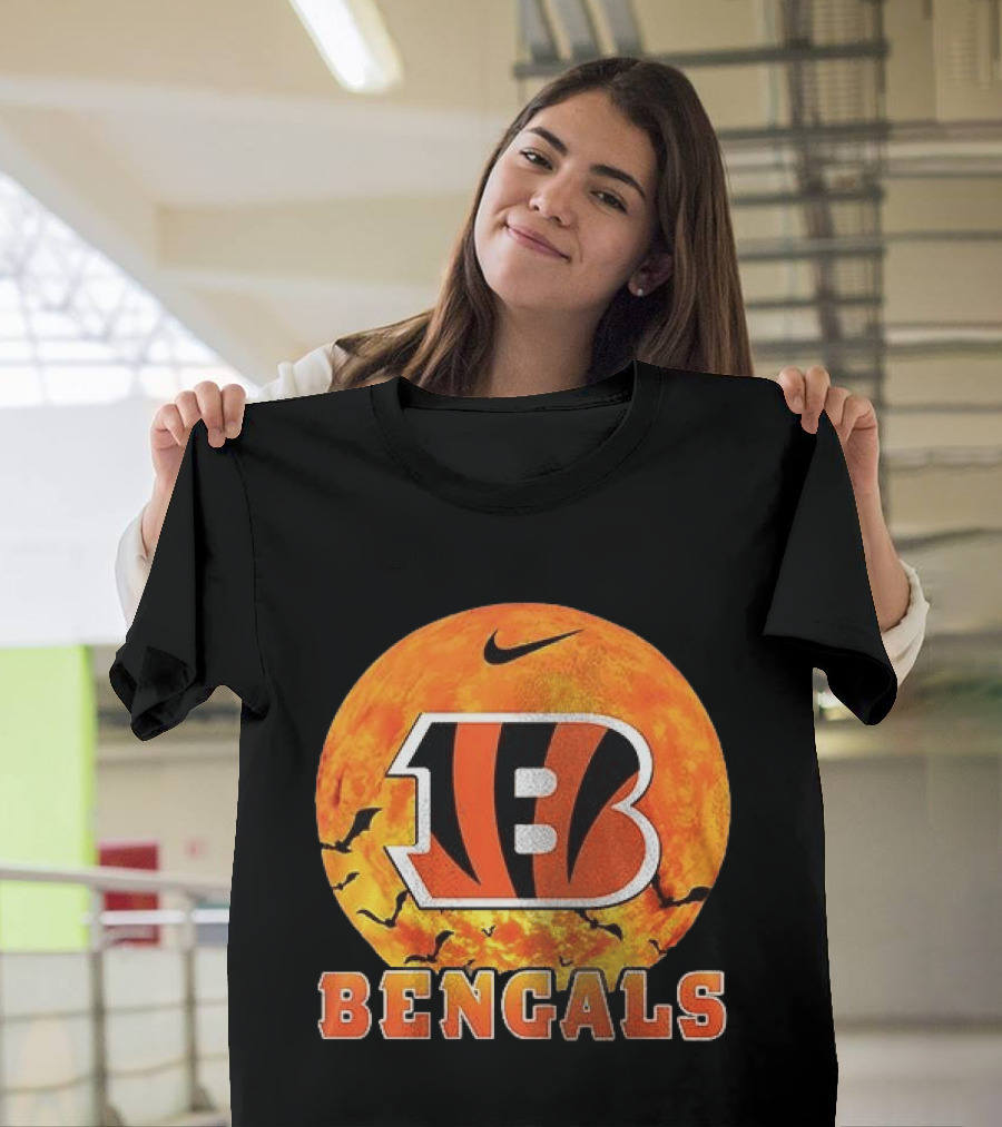 Cincinnati Bengals Halloween Nike Bats Pumpkin T-Shirt