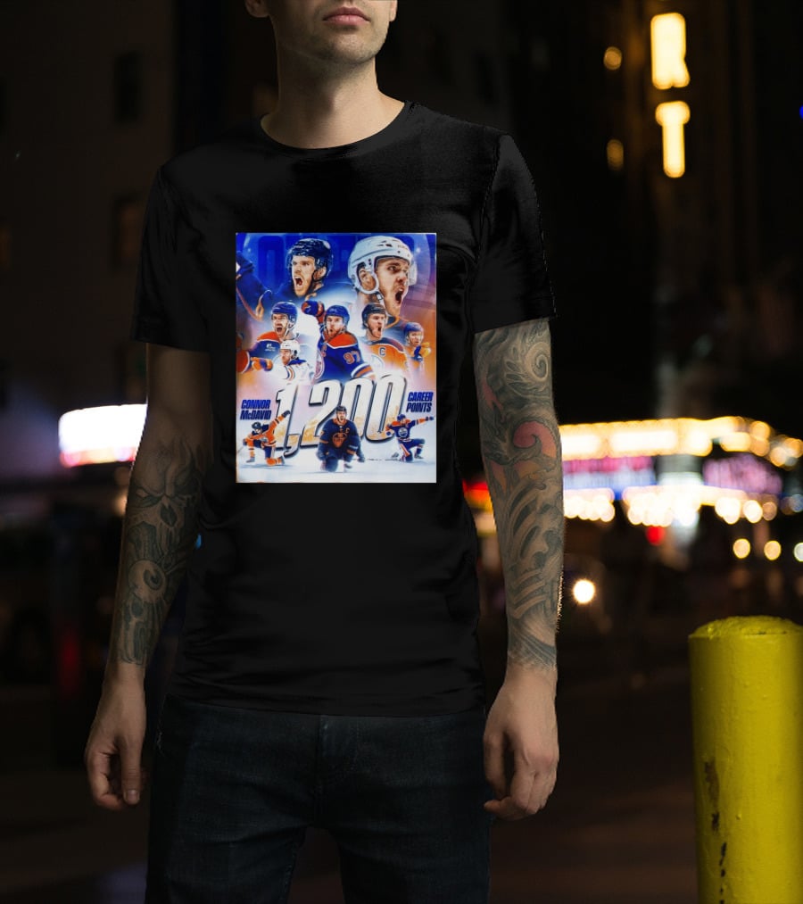 Connor McDavid 1200 Career Points NHL Record T-Shirt