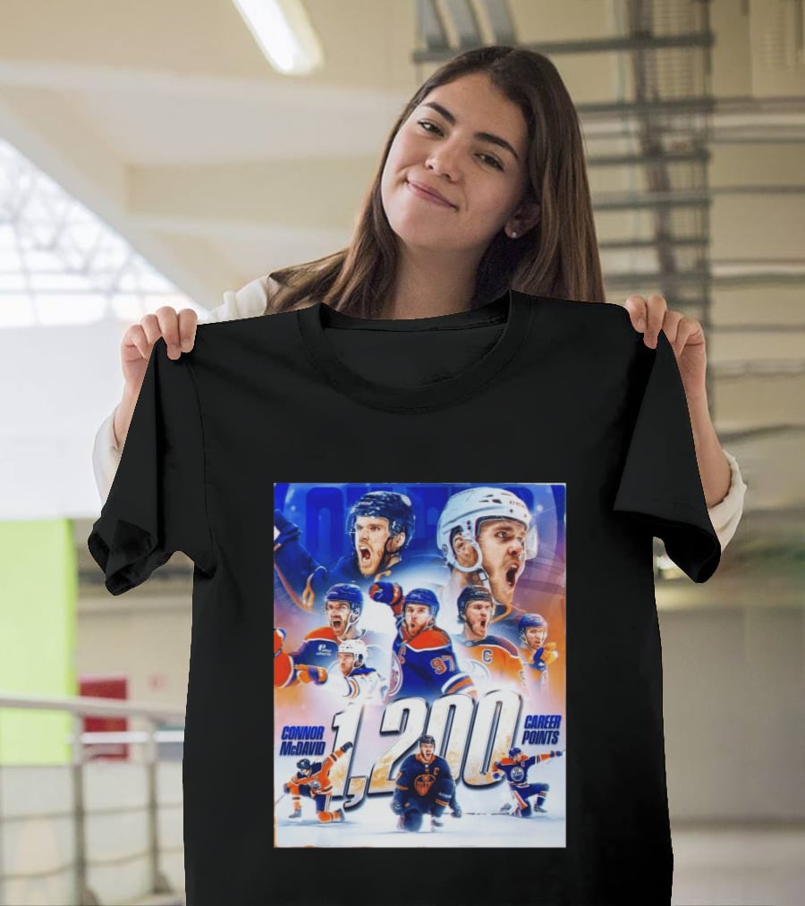 Connor McDavid 1200 Career Points NHL Record T-Shirt