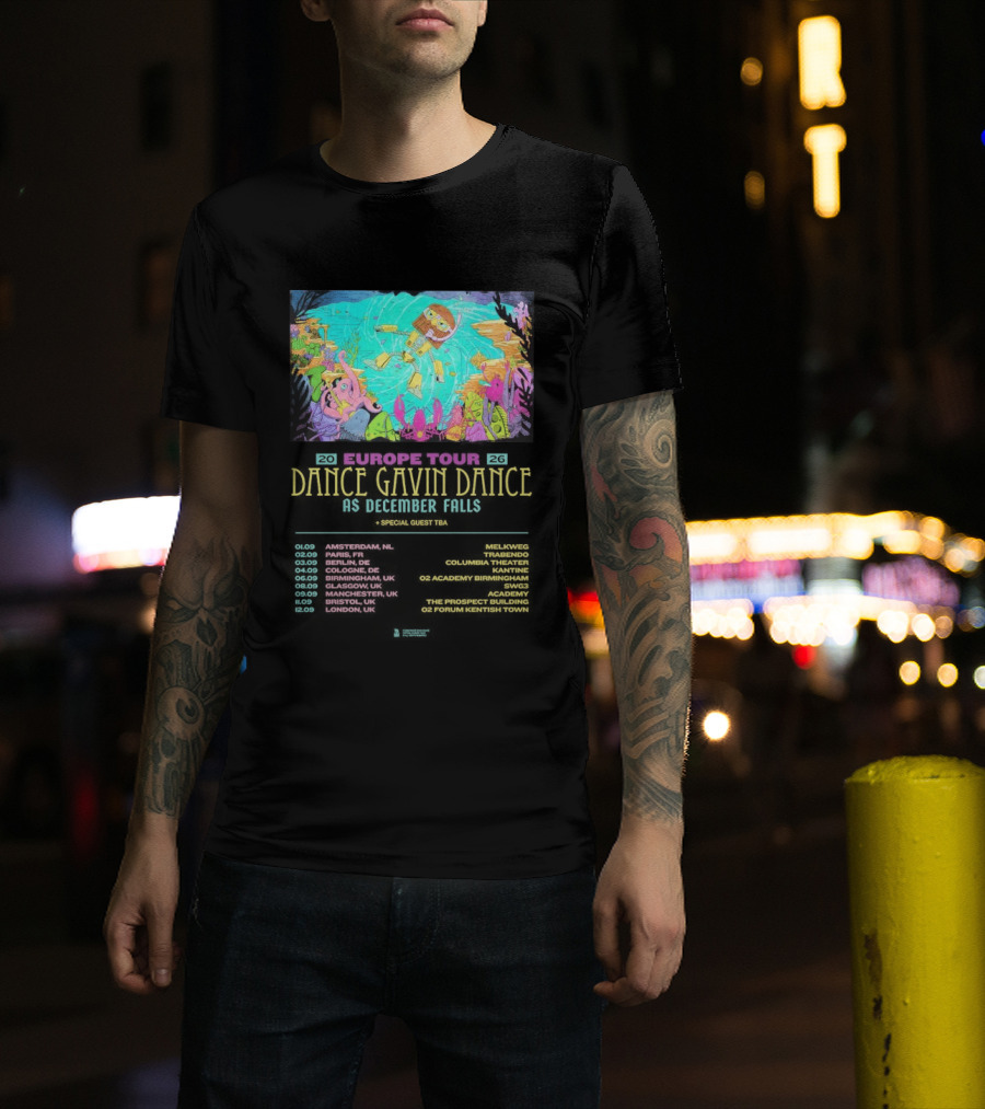 Dance Gavin Dance As December Falls 2026 UK EU Tour Schedule Dates T-Shirt