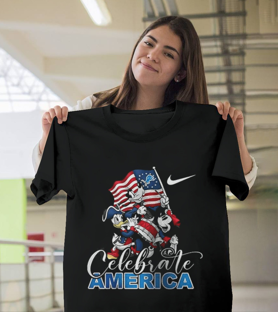 Detroit Lions Mickey Mouse Celebrate America 250th Anniversary Nike T-Shirt
