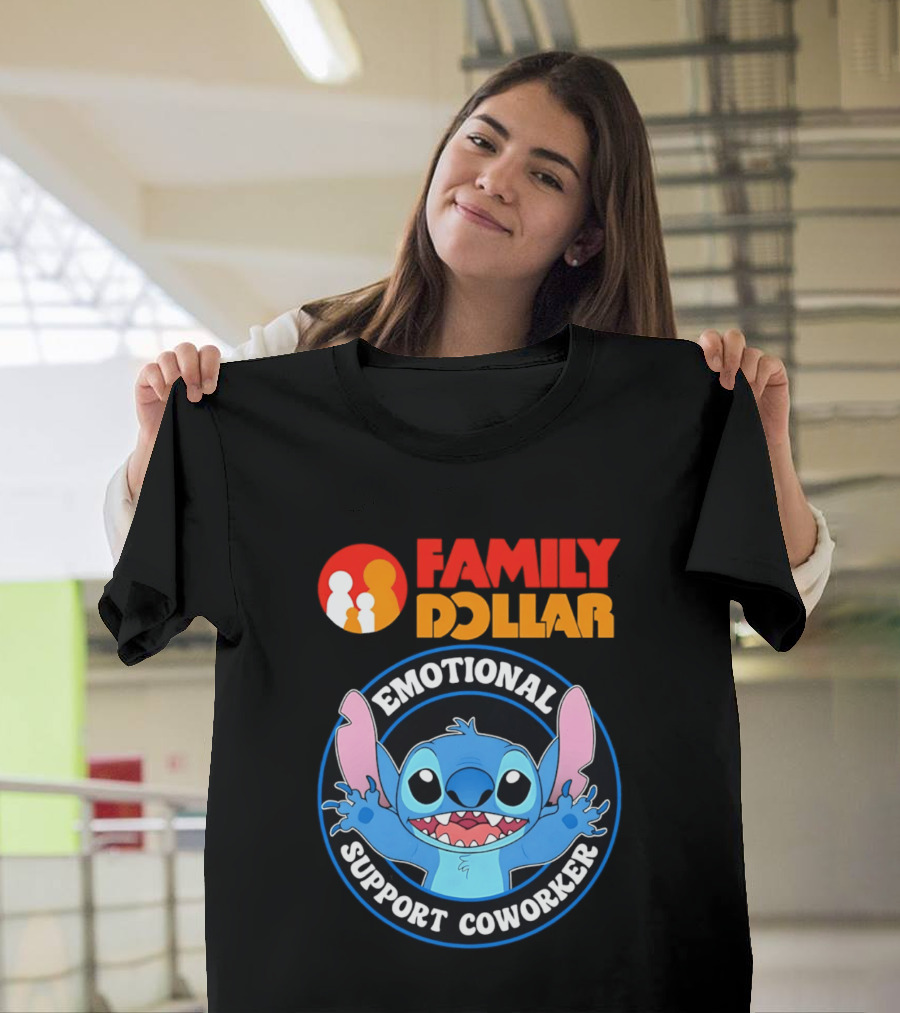 Family Dollar Emotional Support Coworker Stitch T-Shirt