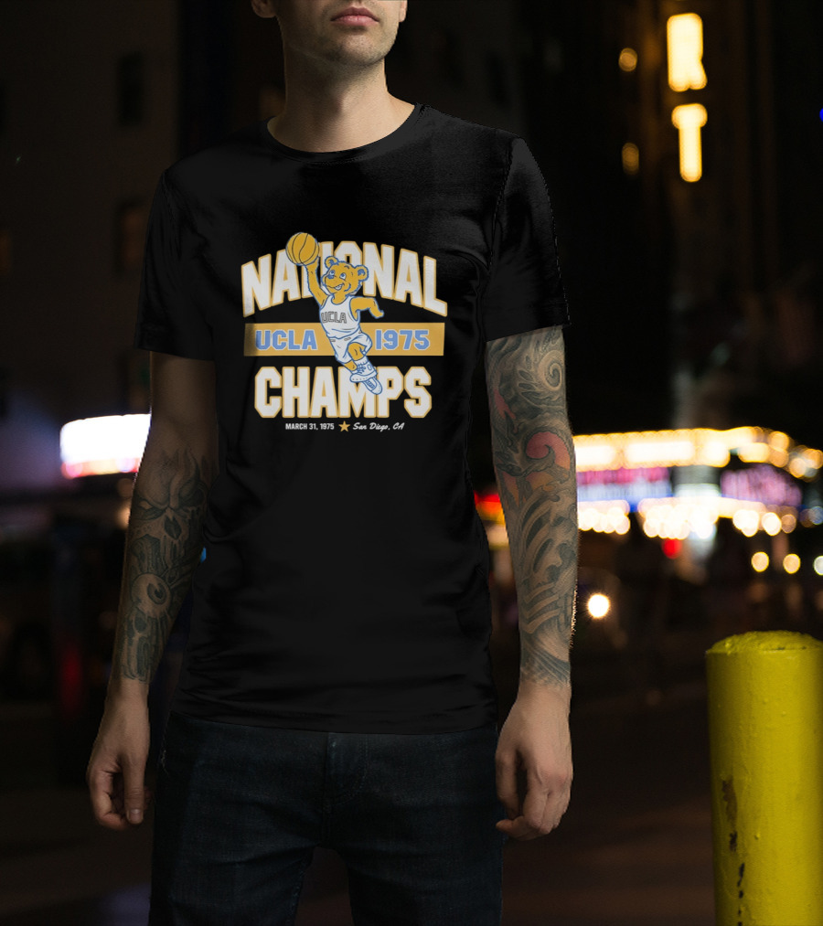 UCLA Bruins National Champs 1975 March 31 San Diego Basketball Bear T-Shirt