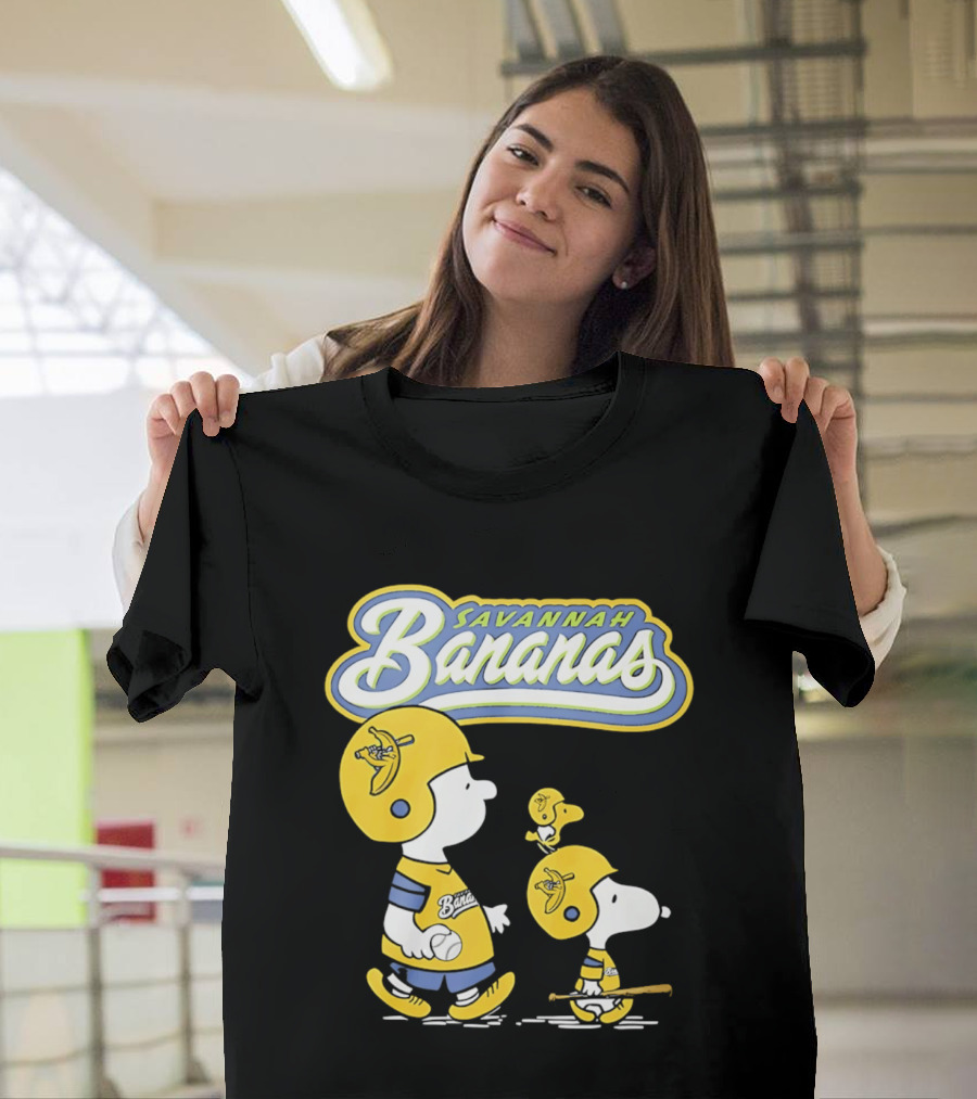 Savannah Bananas Snoopy Peanuts Baseball Player Helmet Bat T-Shirt