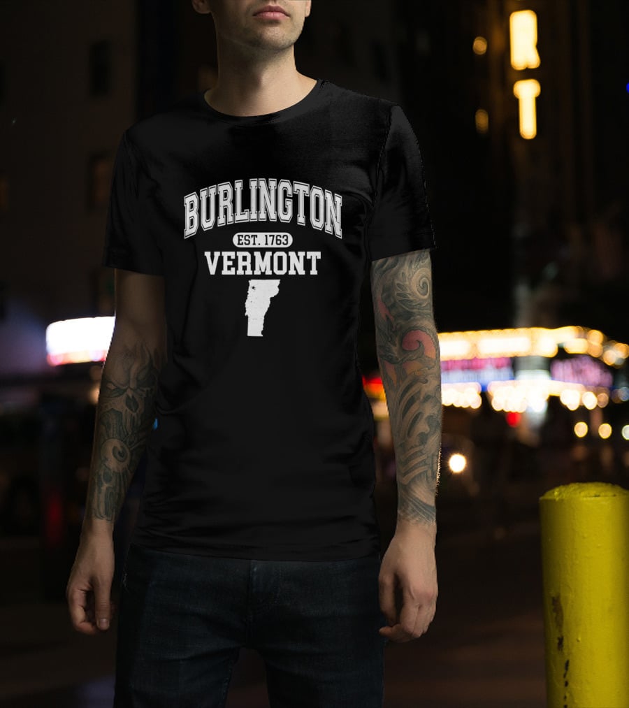Burlington Vermont Est 1763 Map T-Shirt