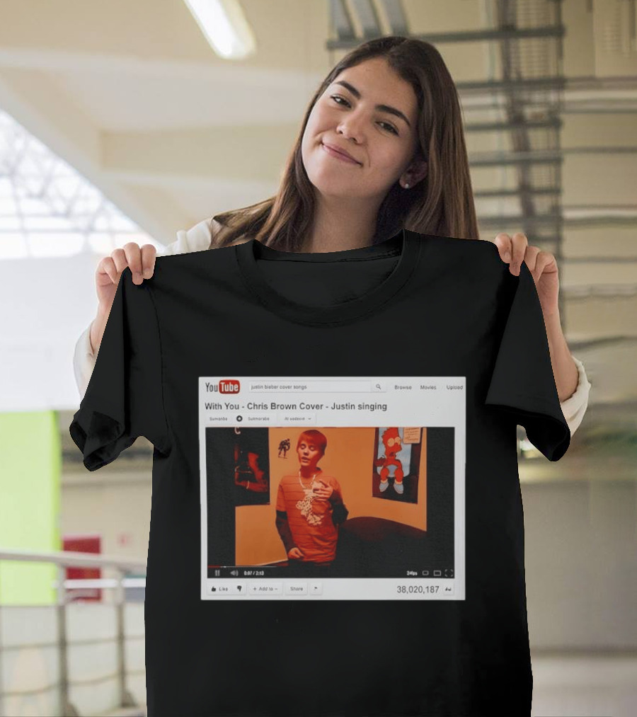 Justin Bieber Singing Chris Brown Cover YouTube Screenshot 38 Million Views T-Shirt